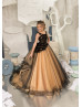 Yellow And Black Lace Tulle Sweet Flower Girl Dress Yellow And Black Lace Tulle Sweet Flower Girl Dress
